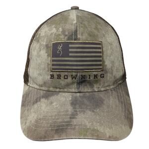 Browning Flag Snapback Trucker Hat Multicolor One Size Mesh Back Camo